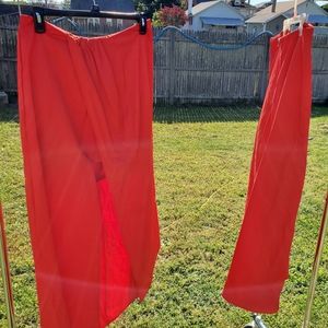 Red high low skirt